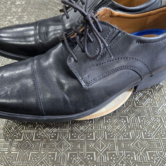 🐢 Clarks Men's Black Whiddon Cap Toe Oxford Size 10.5. - Picture 5 of 16